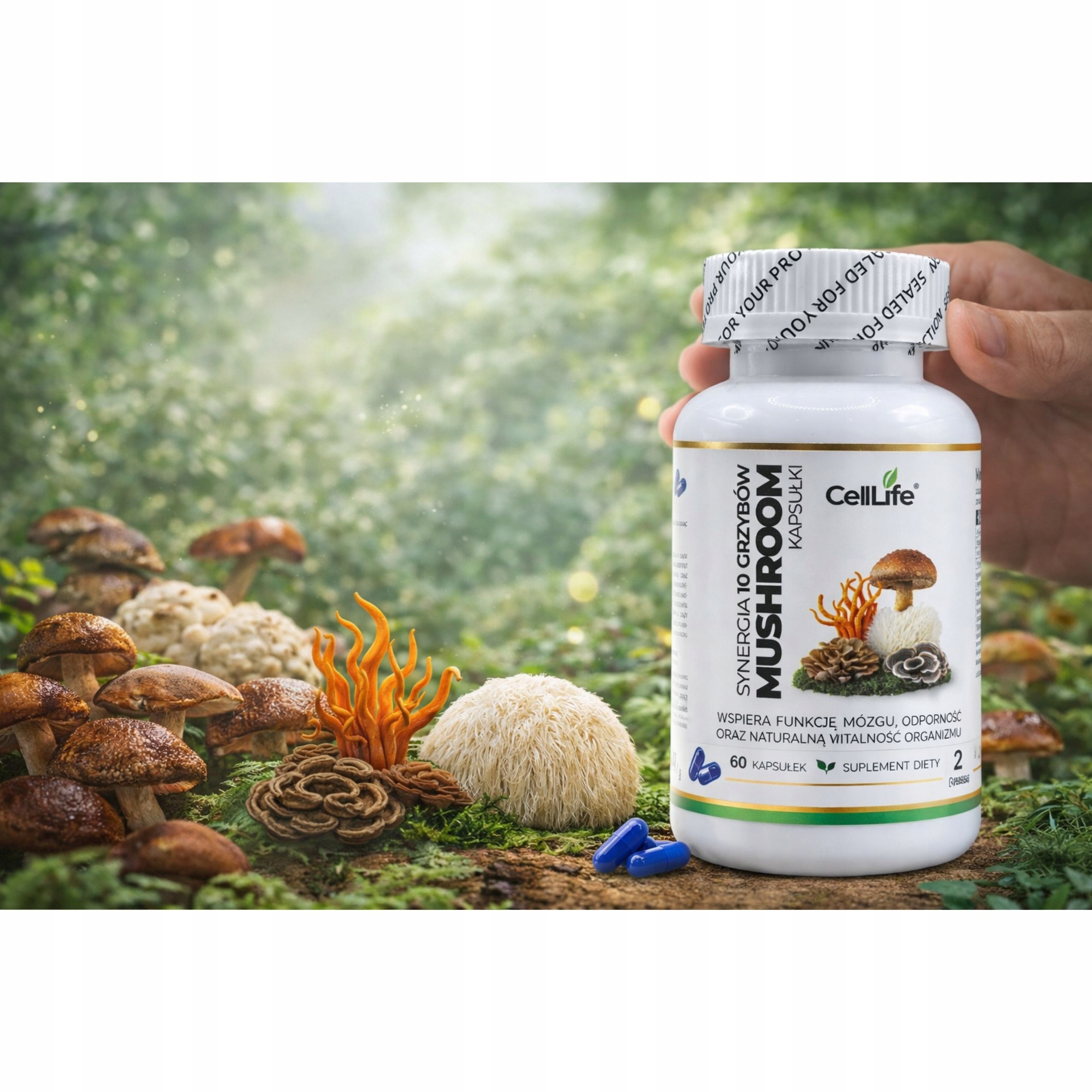 Suplement diety CELL LIFE MUSHROOM synergia 10 grzybów 60 kapsułek