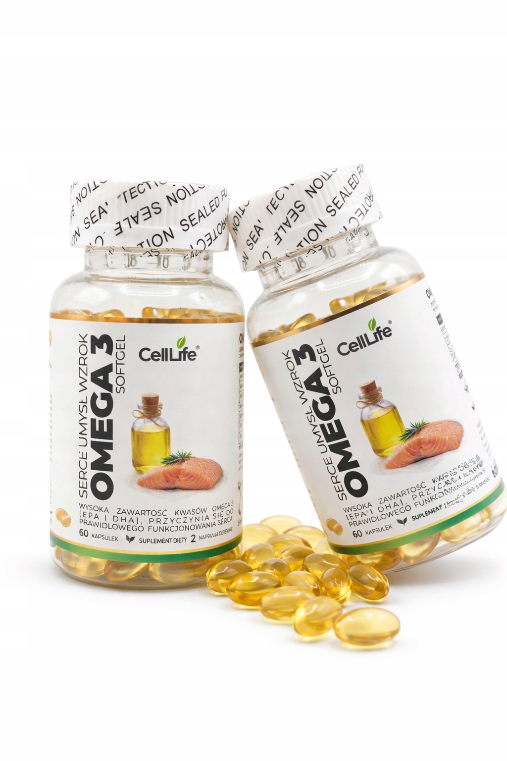 Suplement diety Cell-Life OMEGA 3, 2 x 60 kapsułek - BEZ RYBIEGO POSMAKU