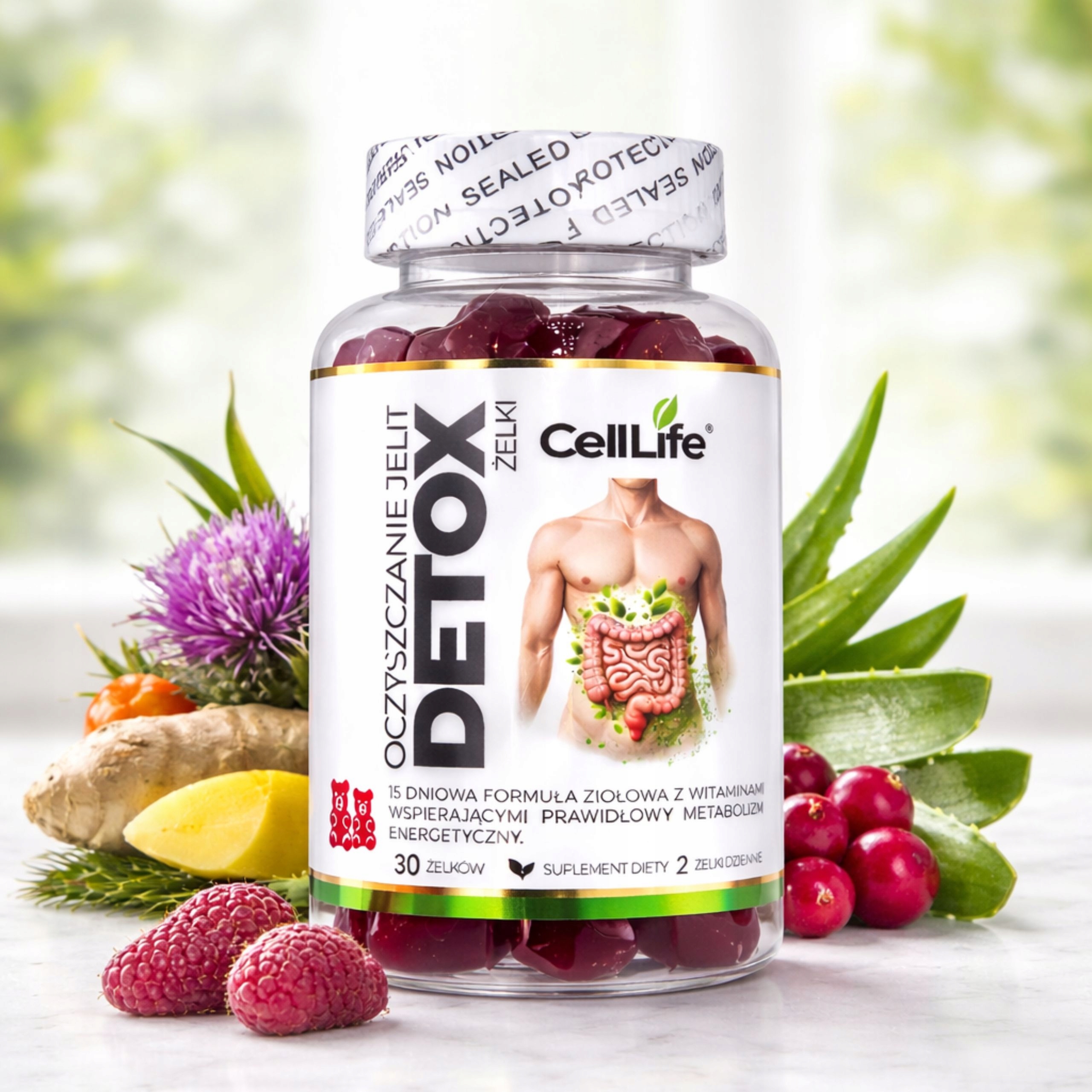 Suplement diety Cell Life Detox oczyszczanie jelit żelki 30 szt Pomarańcza