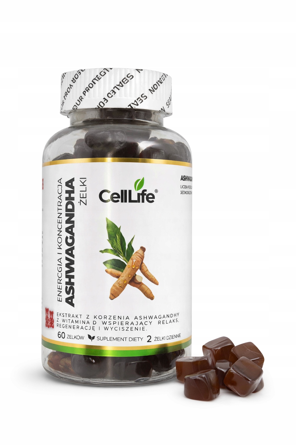 Suplement diety ASHWAGANDHA energia i koncentracja 60 żelków Cell-Life