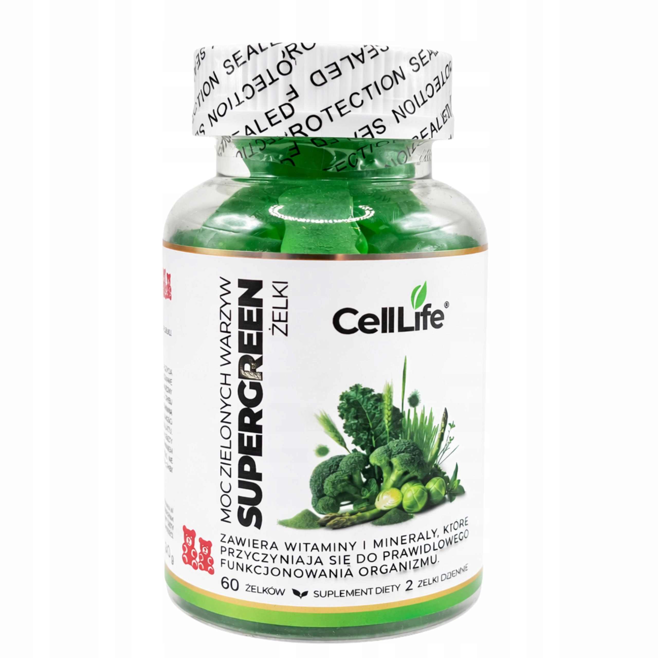Suplement diety Cell-Life Supergreen Moc zielonych warzyw żelki 60 sztuk