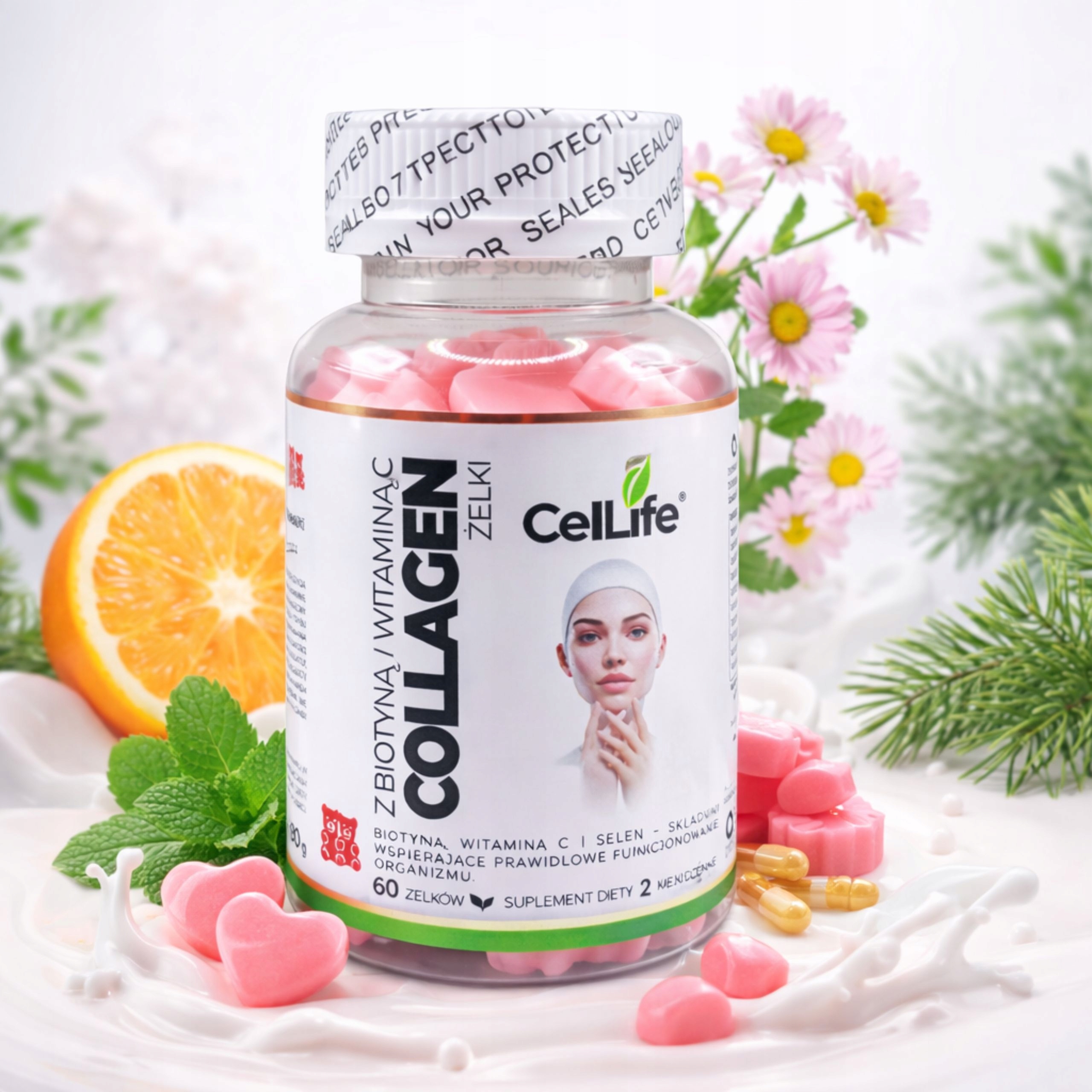 Suplement diety CELL LIFE Collagen z biotyną i witaminą C 60 żelków