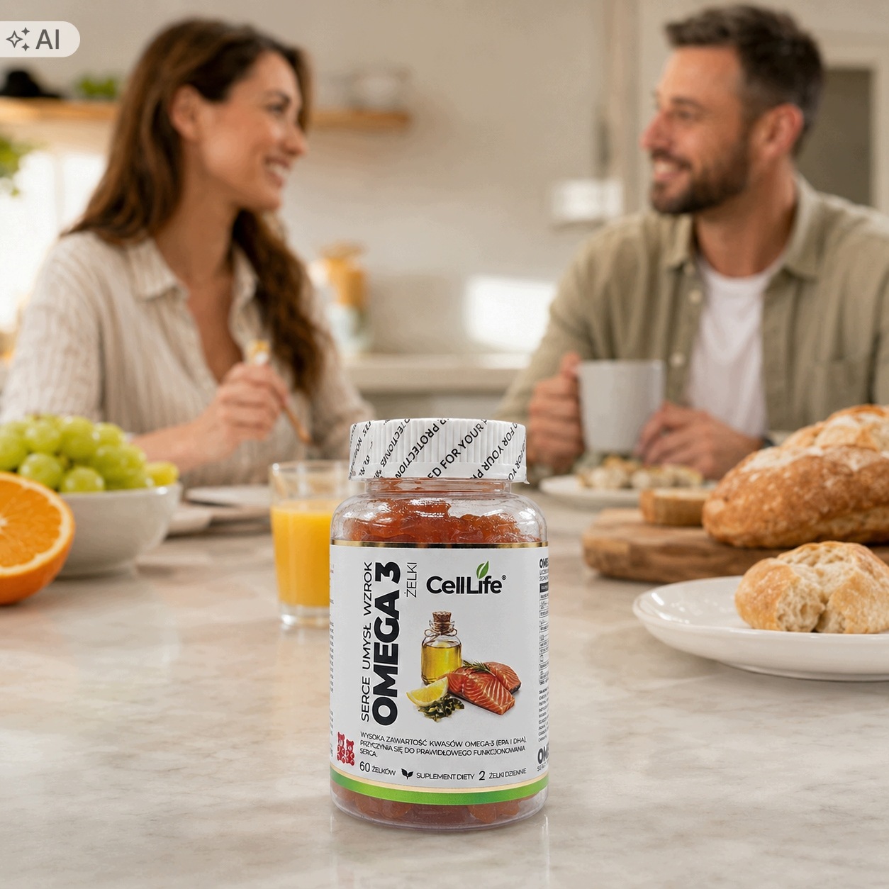 Cell Life Omega 3 Żelki Olej z Alg Morskich EPA DHA 1000 mg 60 szt.