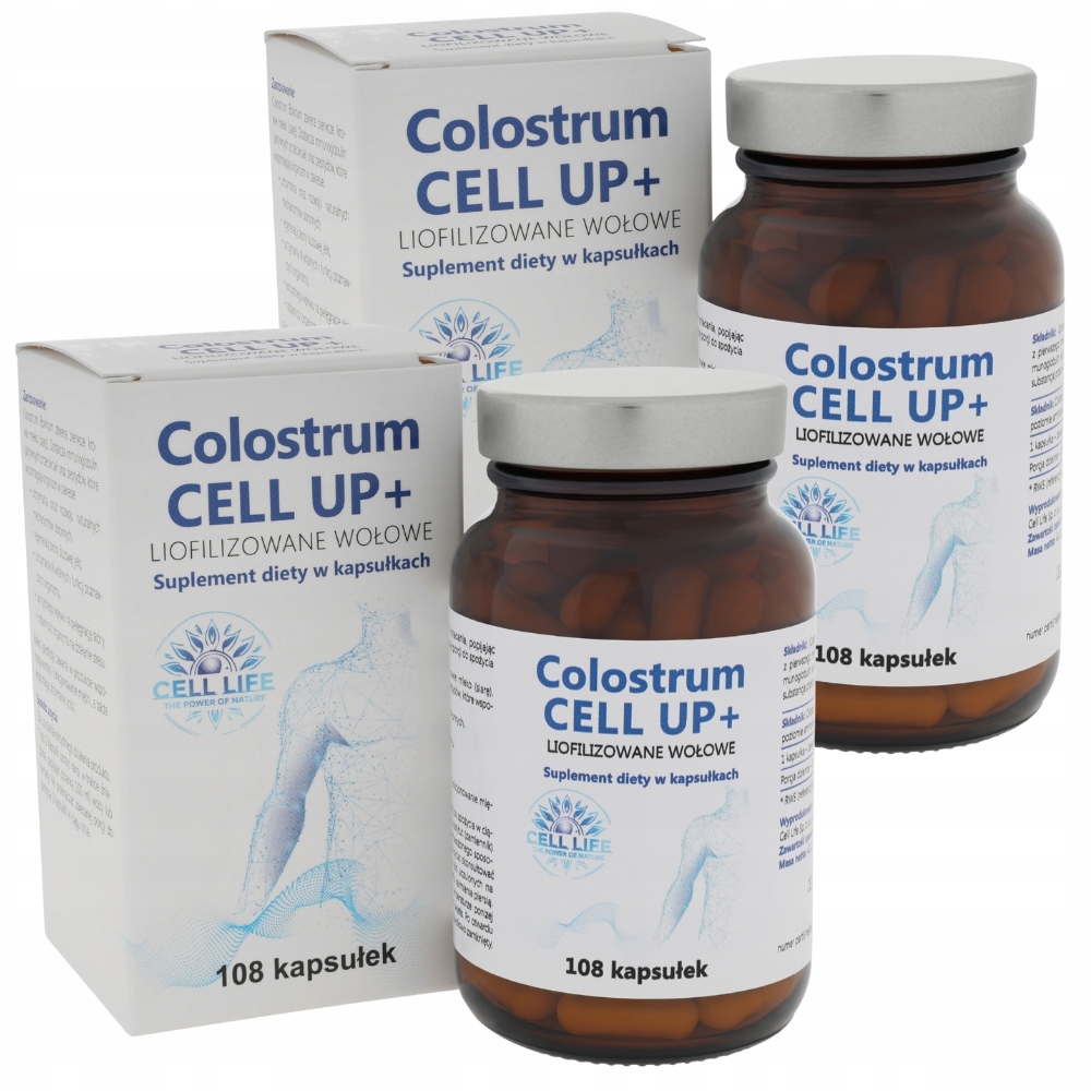 Cell Up Colostrum+ 216 kaps - odporność energia stres siara bydlęca