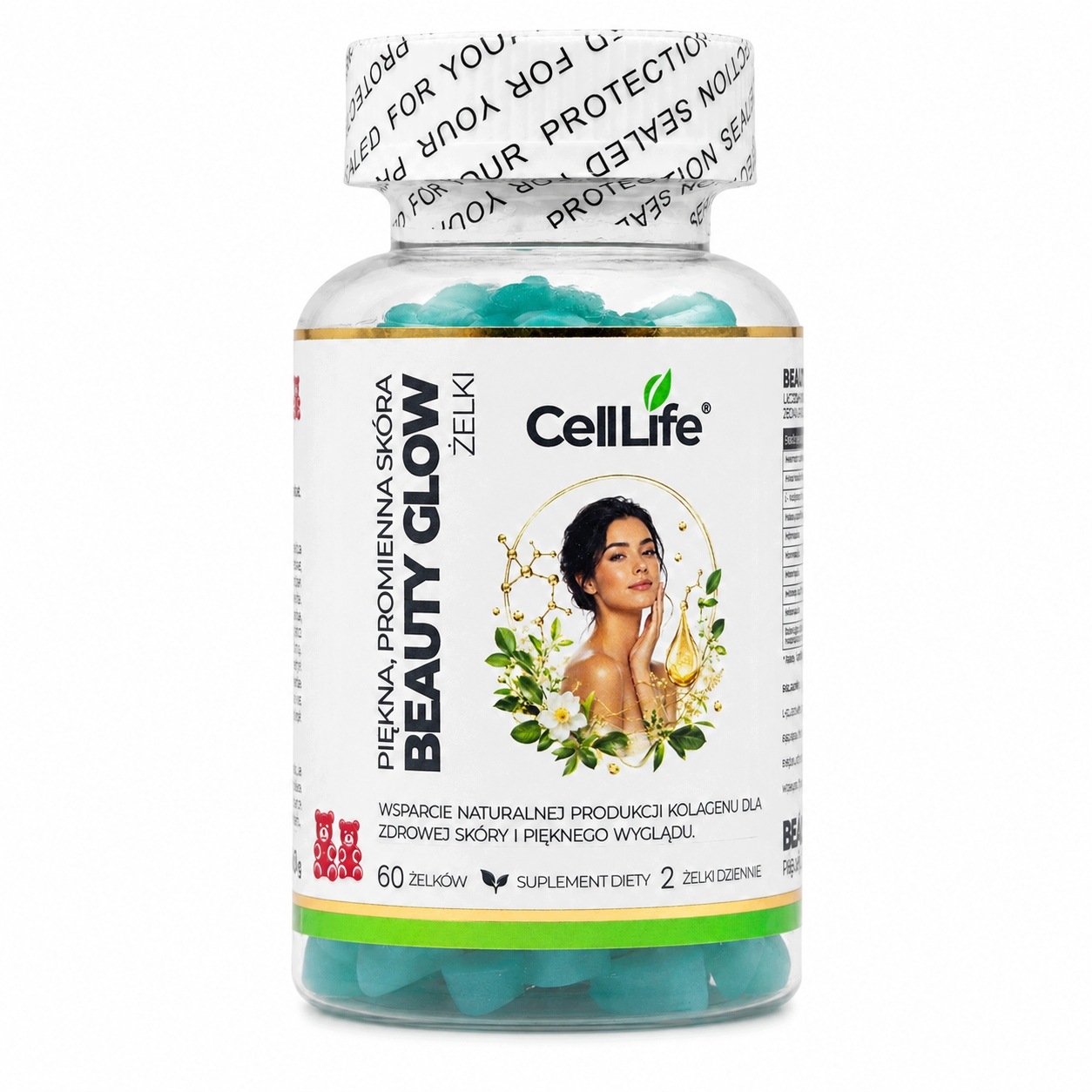 Cell Life Beauty Glow Żelki włosy skóra paznokcie L-Glutation 500 mg 60szt.