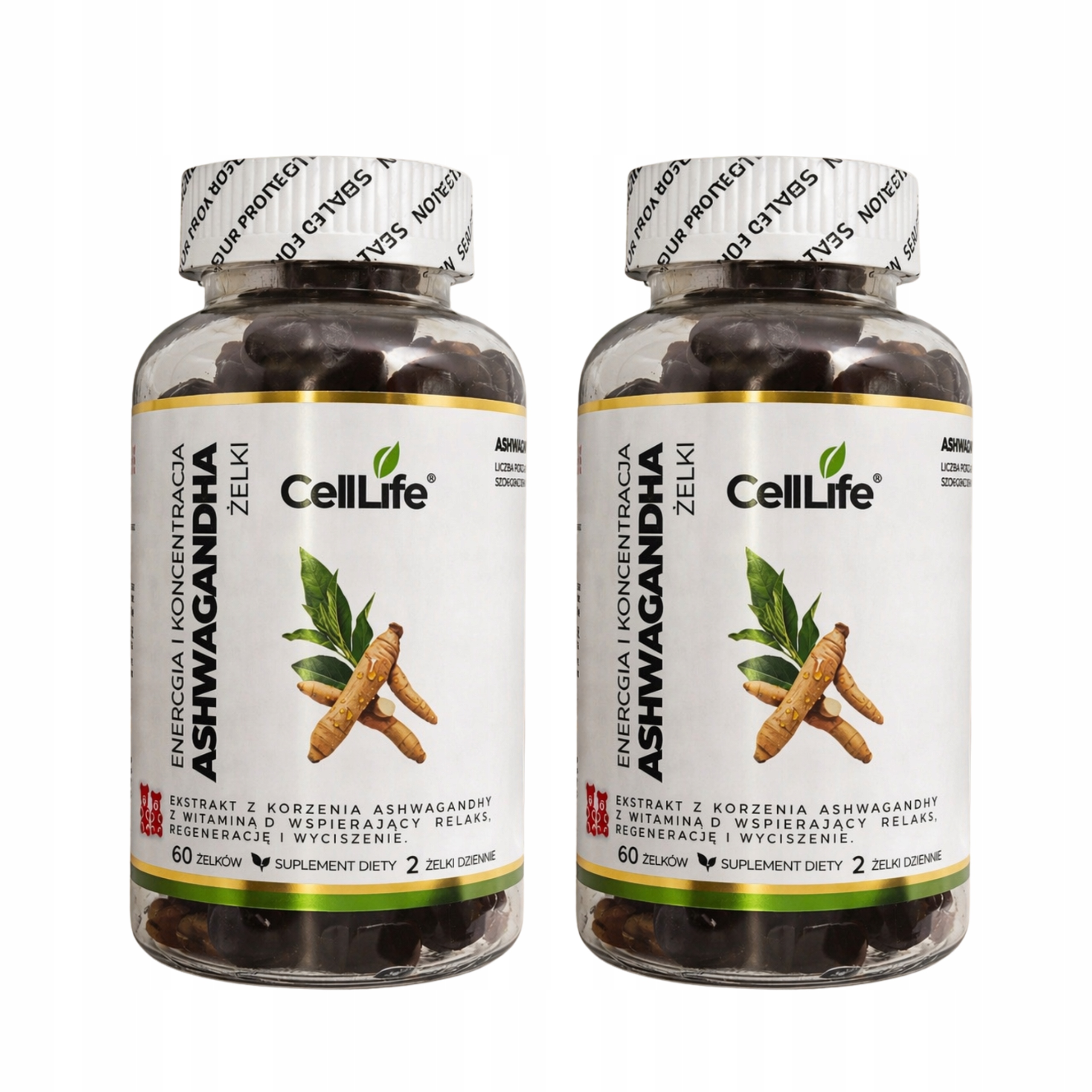 Suplement diety CELL LIFE ASHWAGANDHA energia i koncentracja 2x60 żelków