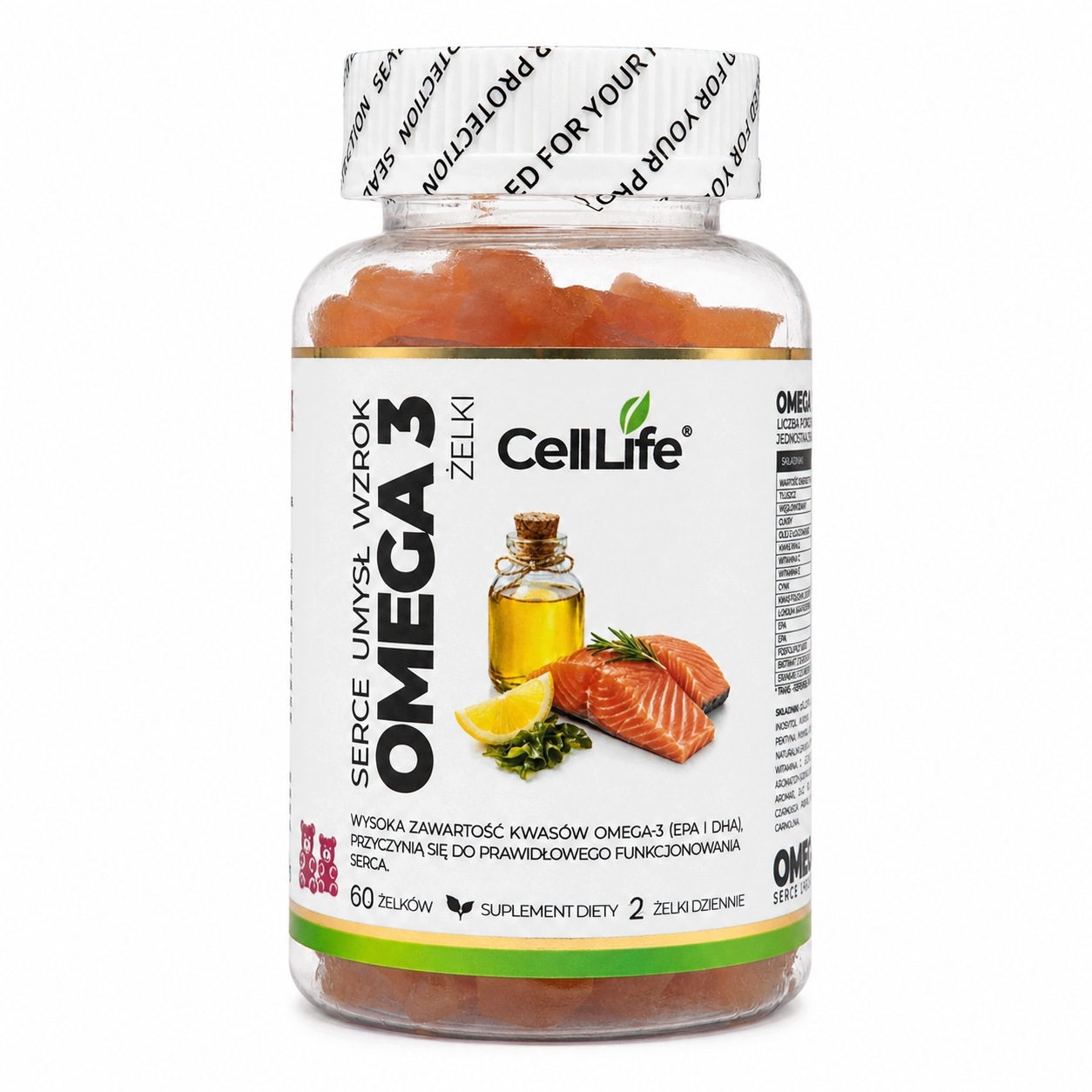 Cell Life Omega 3 Żelki Olej z Alg Morskich EPA DHA 1000 mg 60 szt.