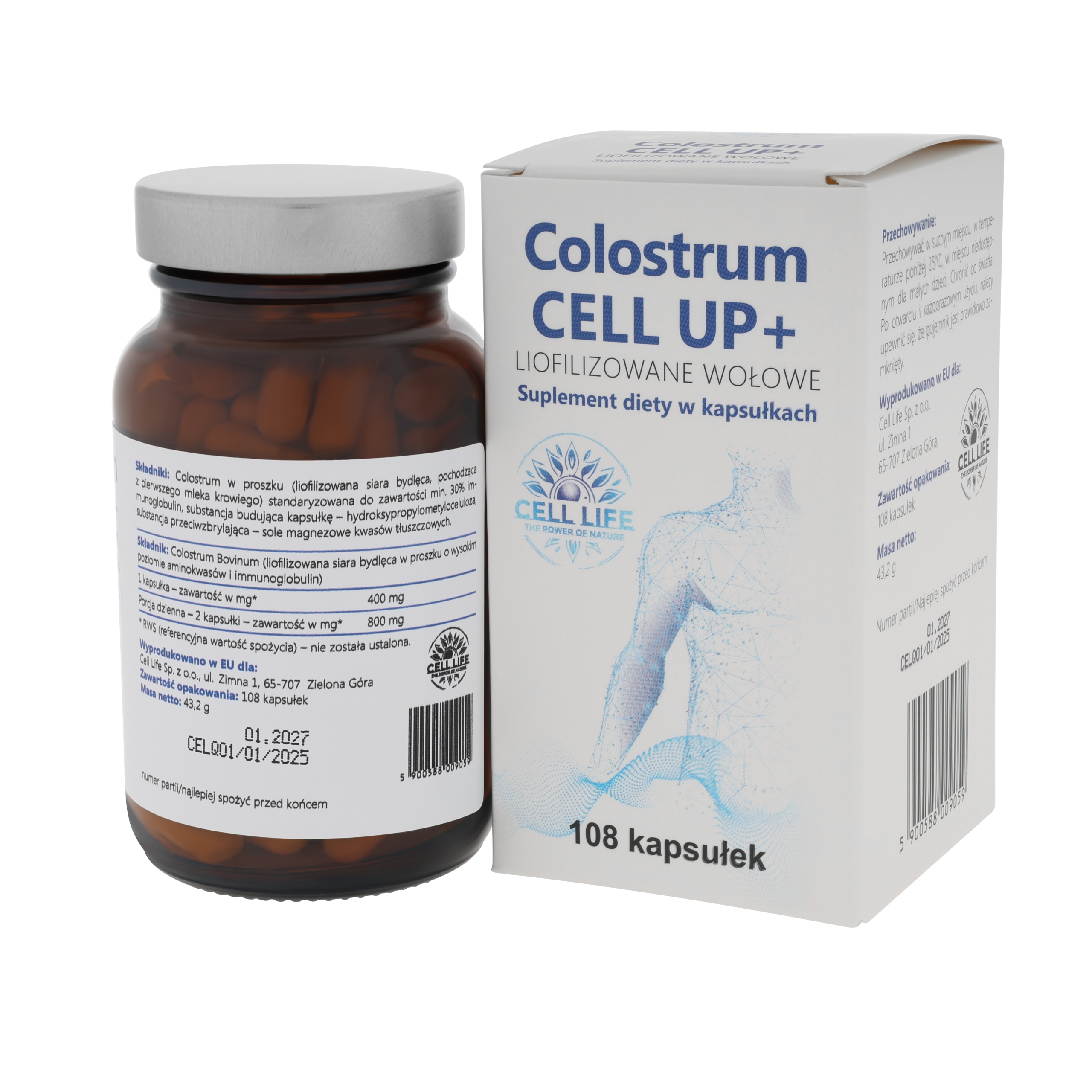 Cell Up Colostrum+ 108 kaps - odporność energia stres siara bydlęca