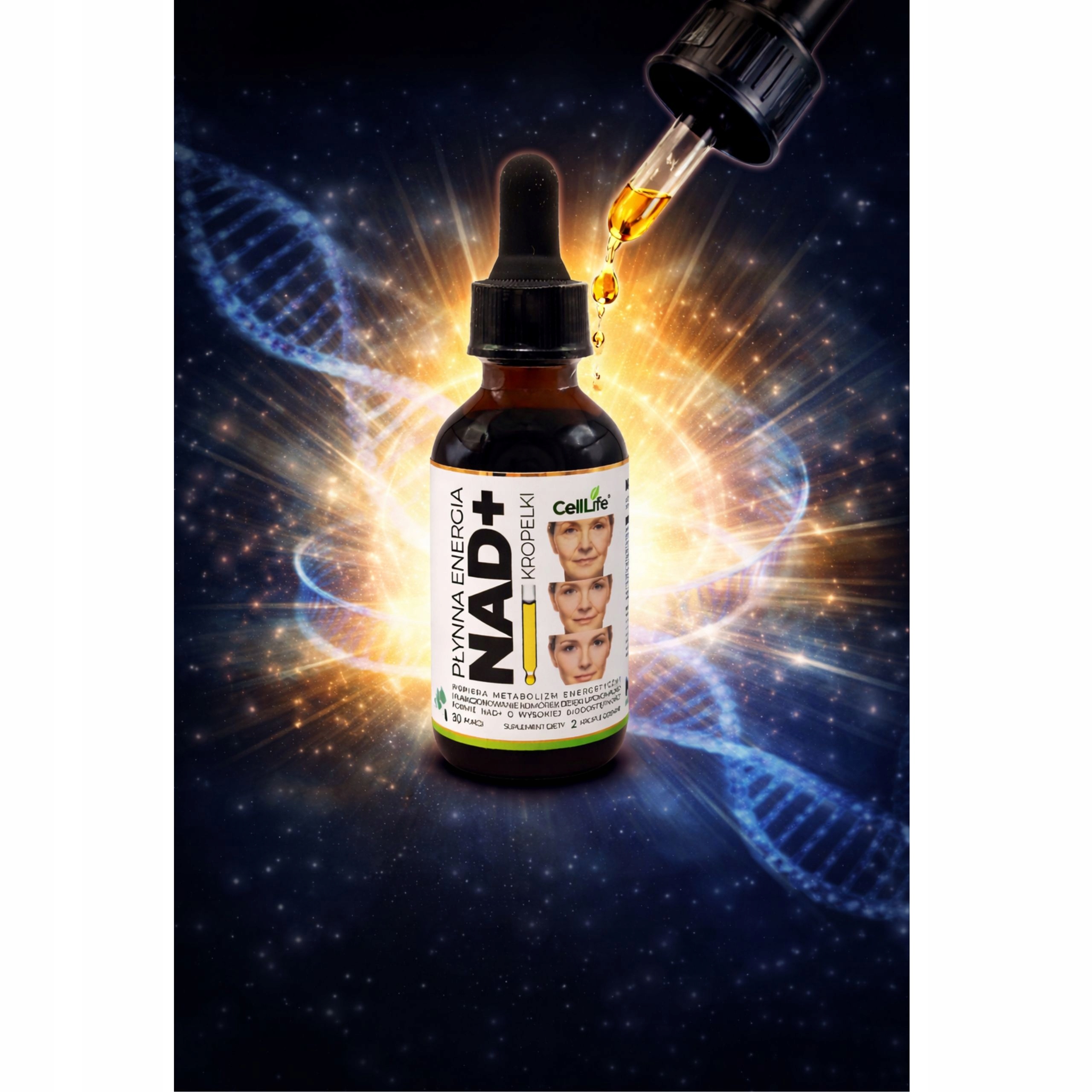 Krople NAD+ Płynna energia komórkowa 60ml - CELL LIFE Rybozyd Nikotynamidu